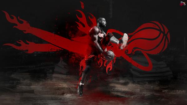 Free miami heat player in black background with logo basketball hd sports wallpaper download