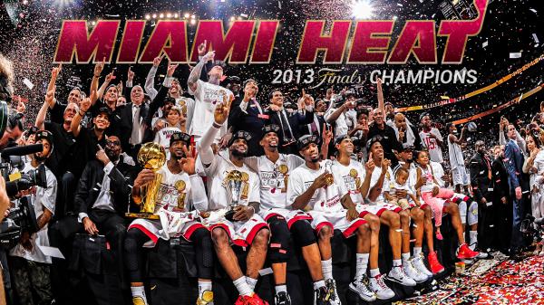 Free miami heat team winning moment in 2013 basketball hd sports wallpaper download