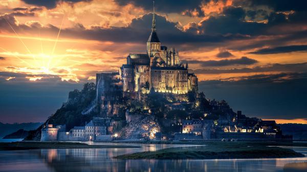 Free mont saint michel island castle 5k wallpaper download