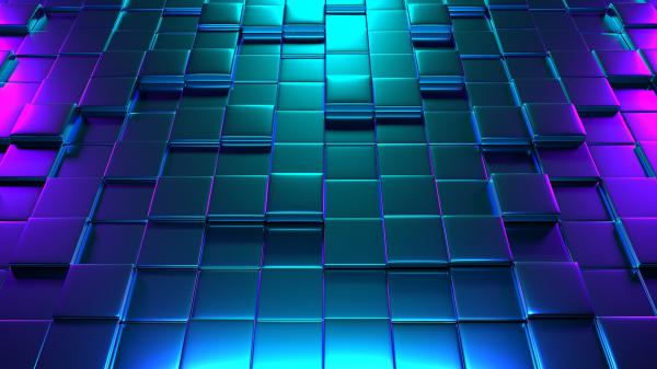 Free neon 3d cubes 4k wallpaper download