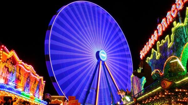 Free neon ferris wheel 4k wallpaper download