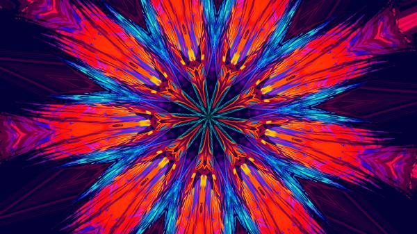 Free orange and blue artistic colors digital art kaleidoscope pattern hd abstract wallpaper download