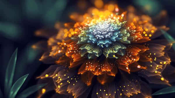 Free orange and blue fractal flowers 4k hd abstract wallpaper download