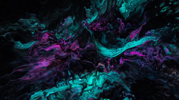 Free paint stains mixing liquid turquoise purple dark 4k hd wallpaper download