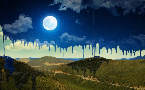 Free painted sky  moon wallpaper download