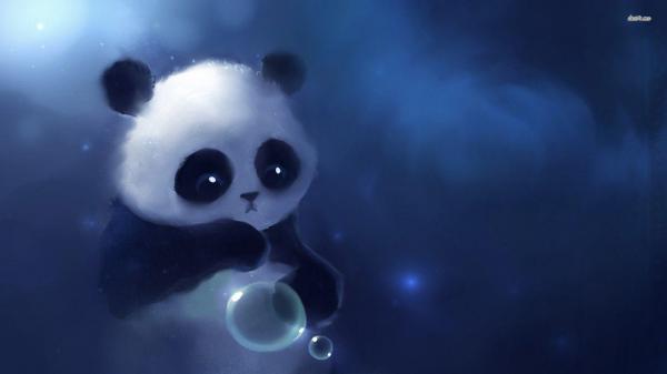 Free panda in blue background hd panda wallpaper download