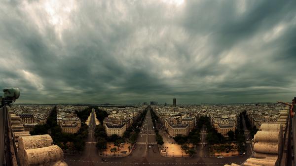 Free paris cityscape architecture france with background of dark clouds hd travel wallpaper download