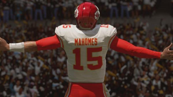Free patrick mahomes showing his back with name hd sports wallpaper download