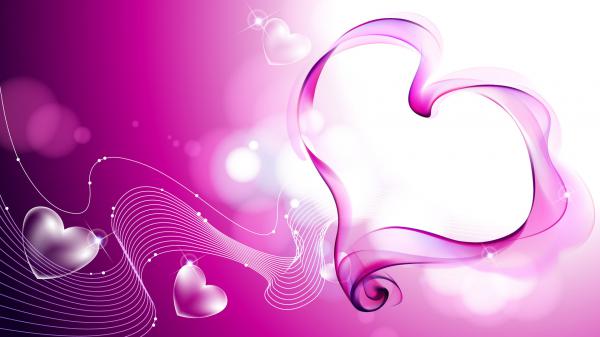 Free pink heart shape hd abstract wallpaper download