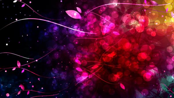 Free pink red yellow bright bokeh neon sparkle leaves hd abstract wallpaper download