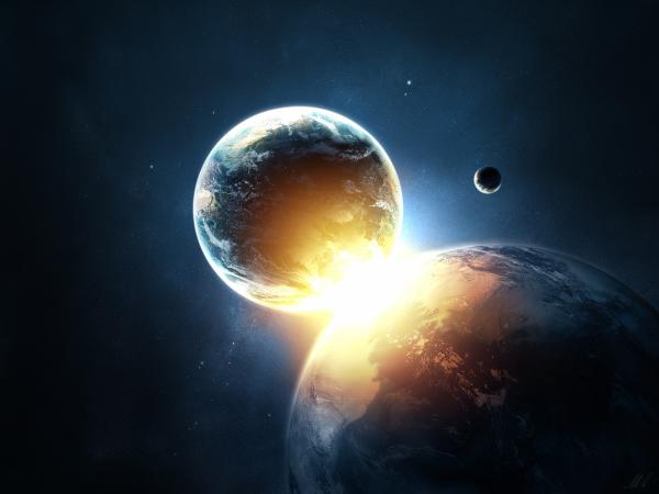 Free planets collide wallpaper download