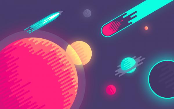 Free planets in space minimal wallpaper download