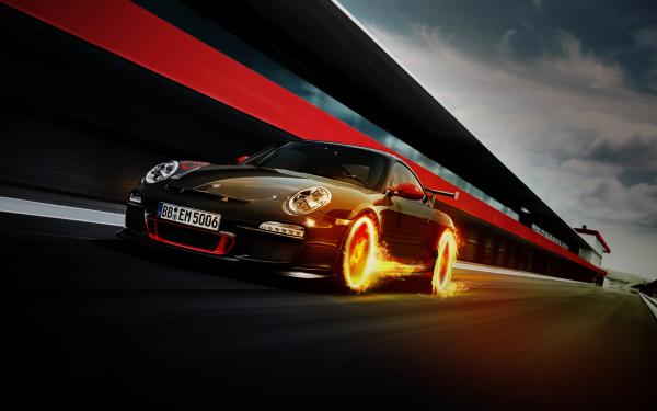 Free porsche 911 gt3 rs fire wallpaper download