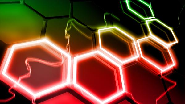 Free red and green hexagonn 4k hd abstract wallpaper download