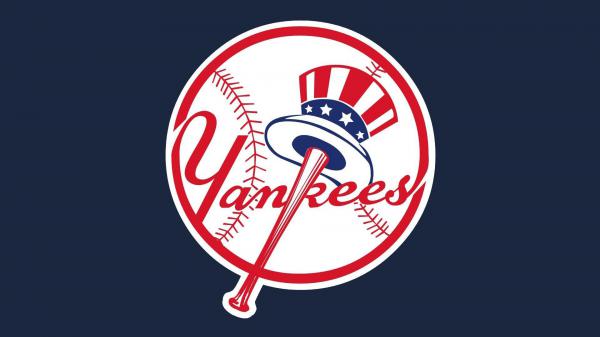 Free red blue white yankees logo in blue background baseball hd yankees wallpaper download