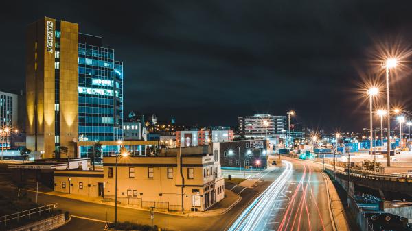 Free road glow long exposure neon night 4k hd wallpaper download