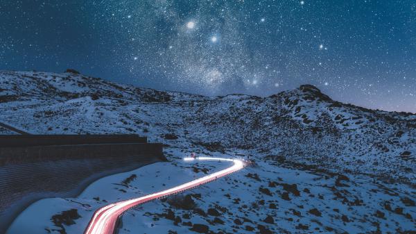 Free road mountain stars sky 4k hd wallpaper download