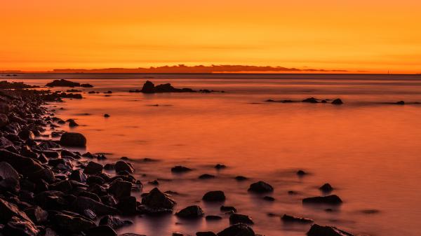 free rocky beach sunset 4k wallpaper download