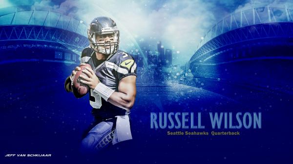 Free russell wilson in blue stadium background hd seattle seahawks wallpaper download