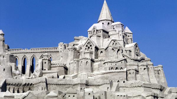 Free sand palace under blue sky hd travel wallpaper download