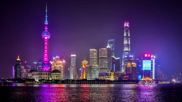 Free shanghai cityscape at night 5k wallpaper download