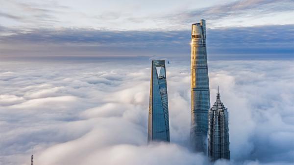 Free shanghai skyscraper tower under sky hd travel wallpaper download