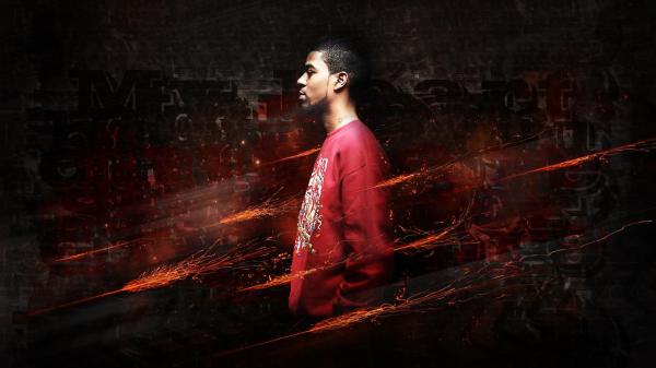 Free side face of kid cudi wearing red t shirt hd kid cudi wallpaper download