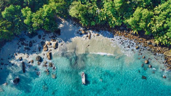 free silhouette island beach aerial view 4k wallpaper download