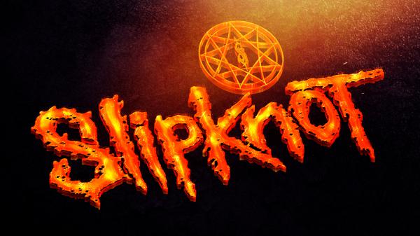 Free slipknot logo in orange yellow background hd music wallpaper download