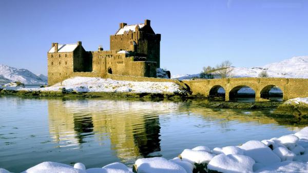 Free snow covered castle in scotland hd travel wallpaper download