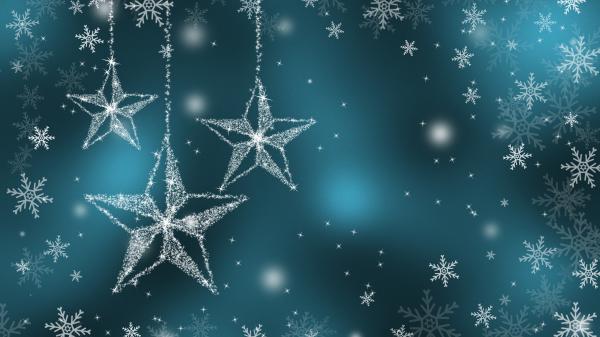 Free sparkling blue stars and snowflakes hd abstract wallpaper download