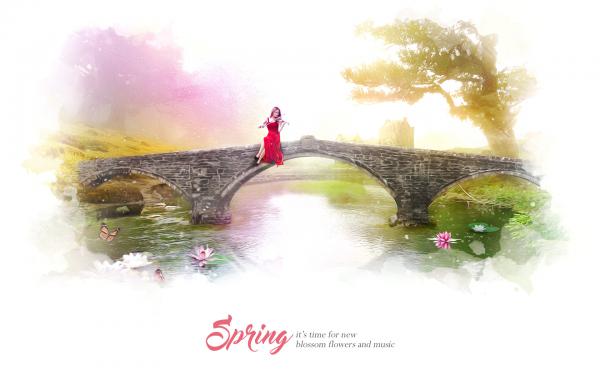 Free spring blossom flowers music wallpaper download
