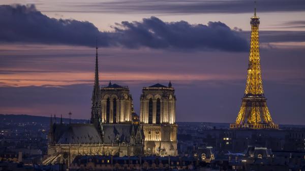 Free square jean xxiii and paris eiffel tower with cloudy sky background hd travel wallpaper download