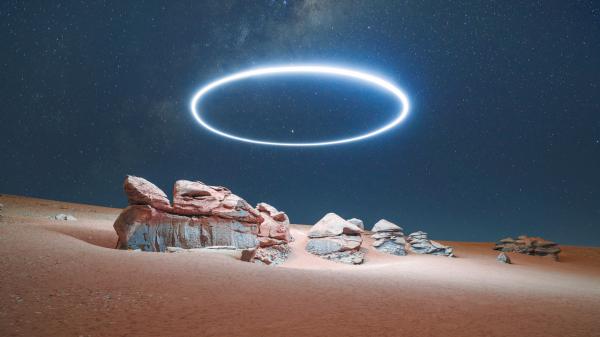 Free starry desert light ring wallpaper download