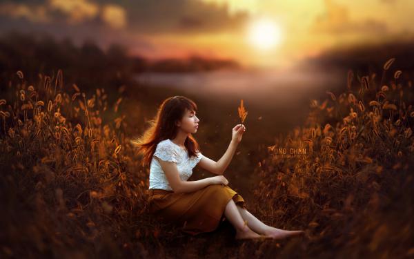 Free sunset girl fantasy wallpaper download