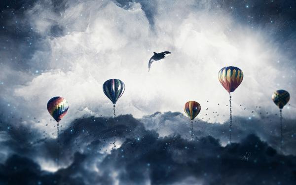 Free surreal hot air balloons 4k wallpaper download