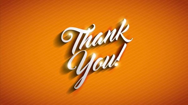 Free thank you in orange background hd inspirational wallpaper download