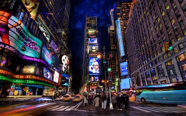 Free times square night wallpaper download