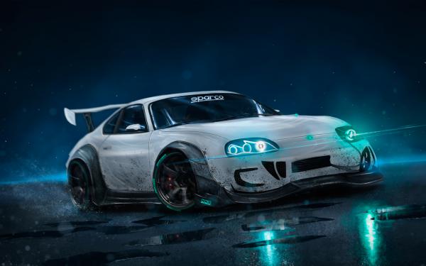 Free toyota supra neon lights 4k wallpaper download