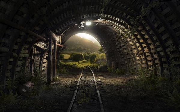 Free tunnel tracks 4k wallpaper download