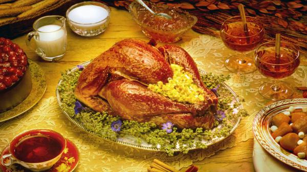 Free turkey on table hd thanksgiving wallpaper download