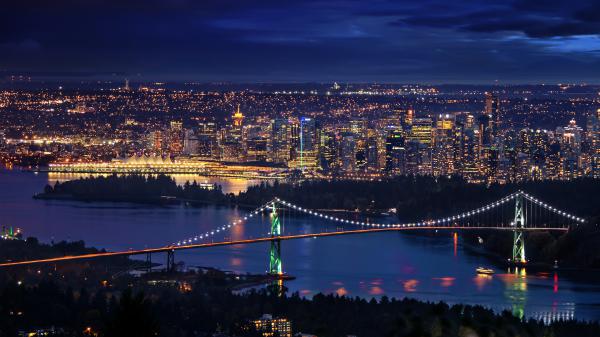 Free vancouver downtown night cityscape 4k wallpaper download