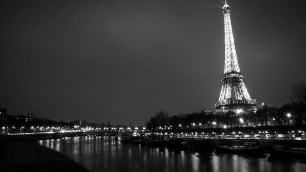 Free white and black picture of lighting paris eiffel tower 4k hd travel wallpaper download