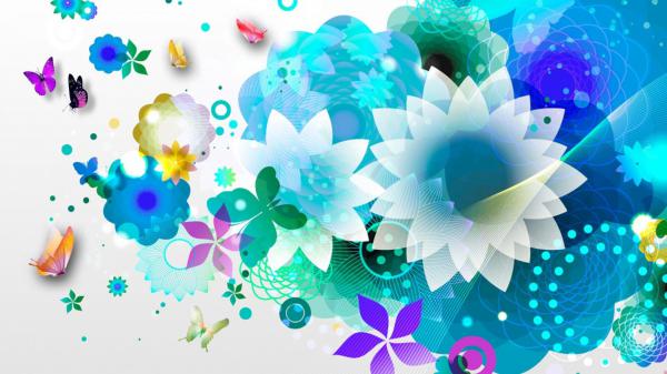 Free white blue flowers hd abstract wallpaper download