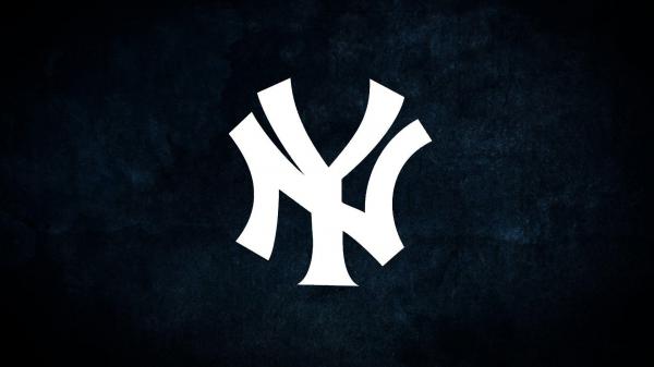 Free white yankees logo in blue black background baseball hd yankees wallpaper download
