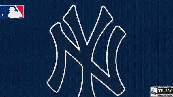 Free yankees logo in blue background baseball hd yankees wallpaper download