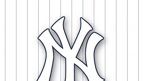 Free yankees logo in white stripes background baseball hd yankees wallpaper download