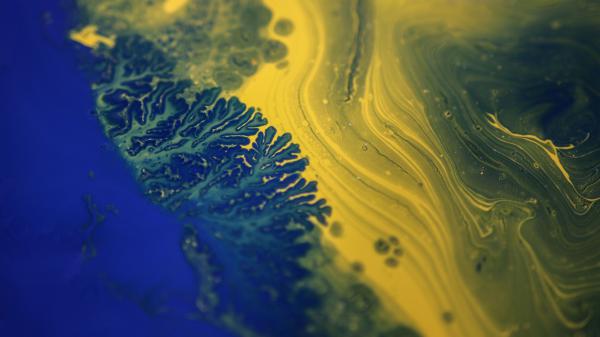 Free yellow blue paint stains liquid 4k hd abstract wallpaper download