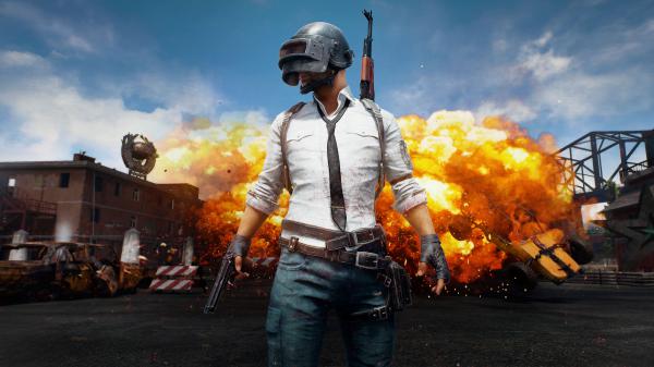 man with gun and fire on background hd pubg