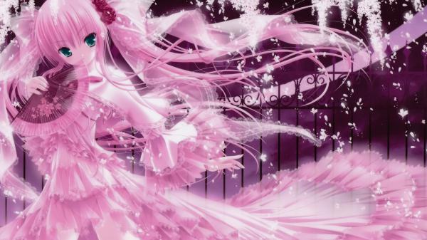 pink dress anime girl hd girly